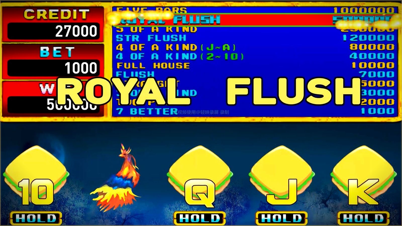 Royal Flush — 500,000 win